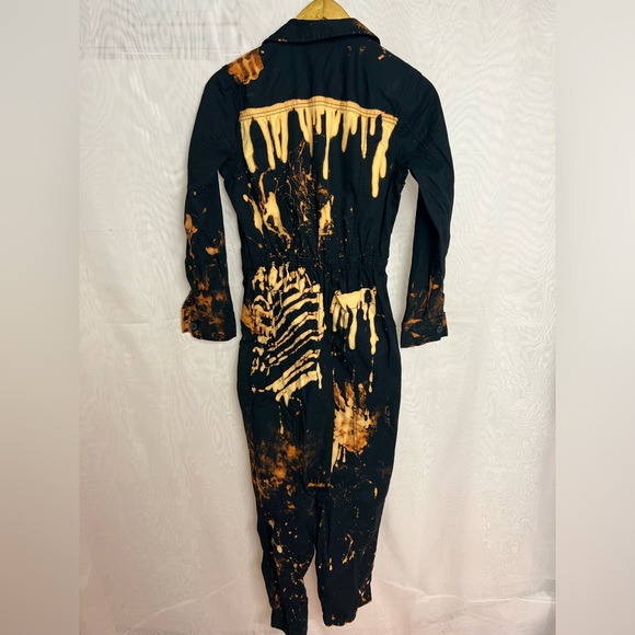 Upcycled hand dyed bleached jumpsuit - Picture 6 of 10